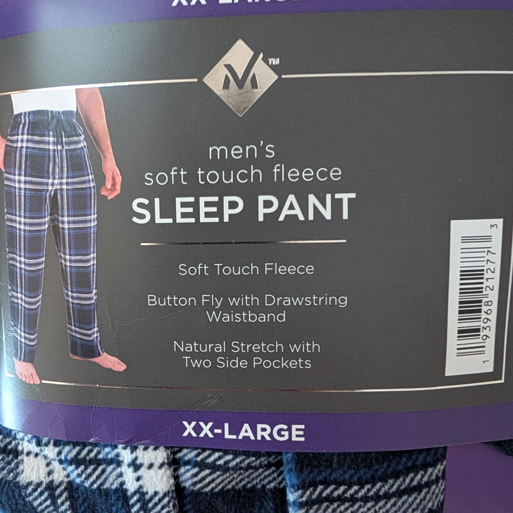 Men's Soft Touch Fleece Sleep Pants - Navy Plaid